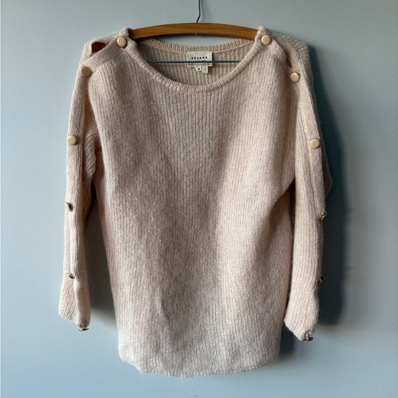 Sezane Sweater with Button down Sleeves Blush Pink S - Picture 4 of 4
